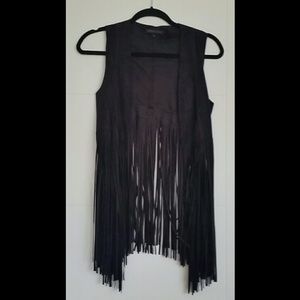 HOT & DELICIOUS - Black Suede Fringe Vest